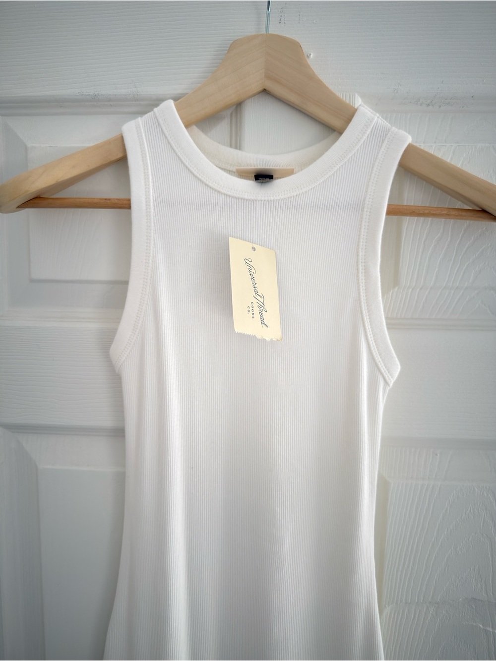 Universal Thread White Ribbed Crew Tank Style Dress - Picture 3 of 5